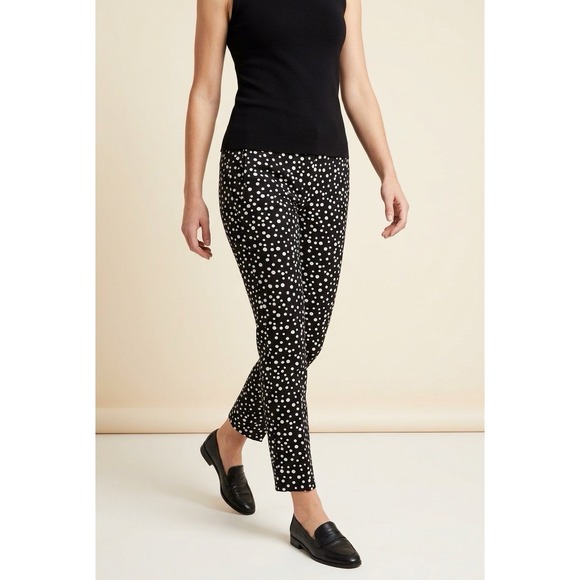 Adrianna Papell Pants - Adrianna Papell Womens 8 Black White Polka Dot Slim Ankle Dress Pants Stretch